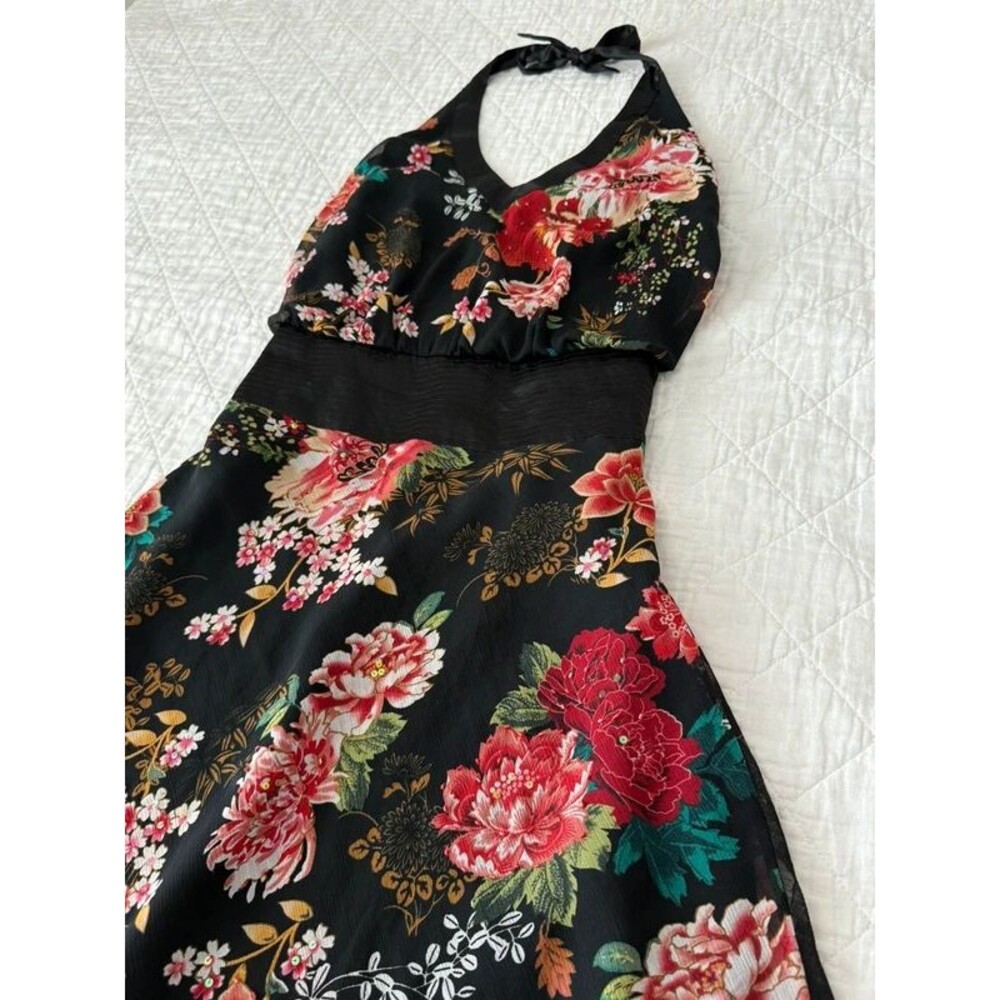 Robbie Bee Y2K beaded sequin halter dress